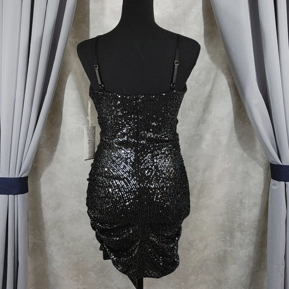 🆕NWT Ruched Sequin Bodycon Mini Dress - Picture 6 of 13